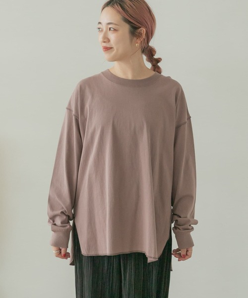 ITEMS URBANRESEARCH（アイテムズ アーバンリサーチ）の「ラウンドロングTシャツ（Tシャツ/カットソー・レディース・スミクロ/オフホワイト/グレー系その他/モカ・FREE）」の11枚目の写真