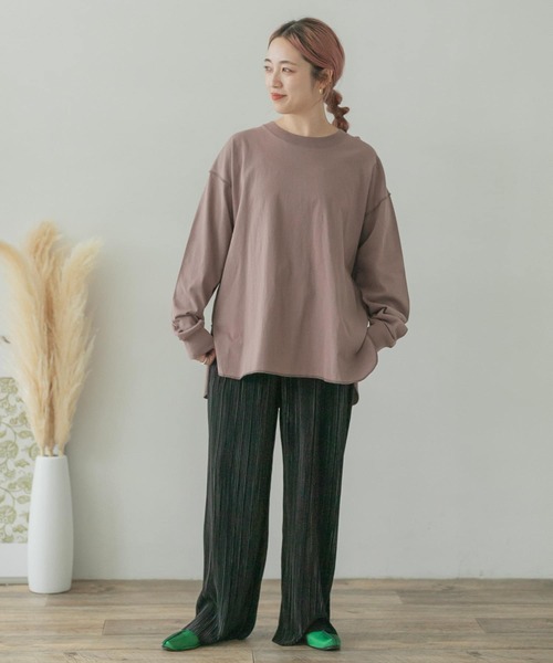 ITEMS URBANRESEARCH（アイテムズ アーバンリサーチ）の「ラウンドロングTシャツ（Tシャツ/カットソー・レディース・スミクロ/オフホワイト/グレー系その他/モカ・FREE）」の5枚目の写真