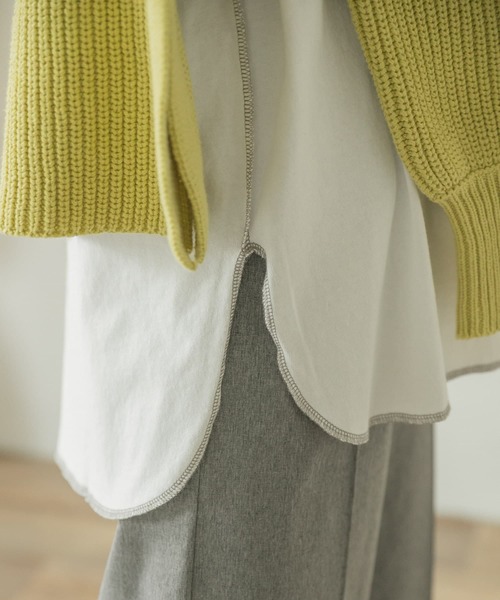 ITEMS URBANRESEARCH（アイテムズ アーバンリサーチ）の「ラウンドロングTシャツ（Tシャツ/カットソー・レディース・スミクロ/オフホワイト/グレー系その他/モカ・FREE）」の9枚目の写真