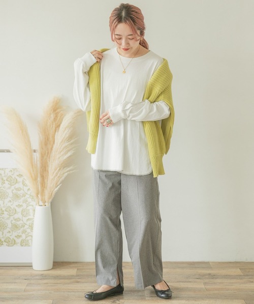 ITEMS URBANRESEARCH（アイテムズ アーバンリサーチ）の「ラウンドロングTシャツ（Tシャツ/カットソー・レディース・スミクロ/オフホワイト/グレー系その他/モカ・FREE）」の6枚目の写真