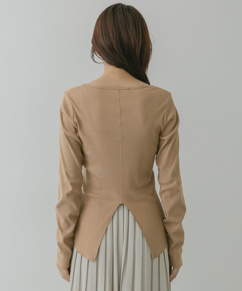 KBF+（ケービーエフプラス）の「KBF+　バックスリットリブインナー∴（Tシャツ/カットソー・レディース・ブラック/オフホワイト/キャメル・ONE）」の10枚目の写真