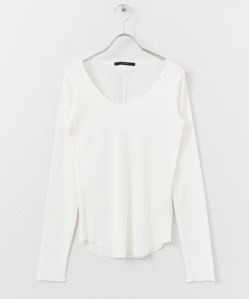 KBF+（ケービーエフプラス）の「KBF+　バックスリットリブインナー∴（Tシャツ/カットソー・レディース・ブラック/オフホワイト/キャメル・ONE）」の5枚目の写真