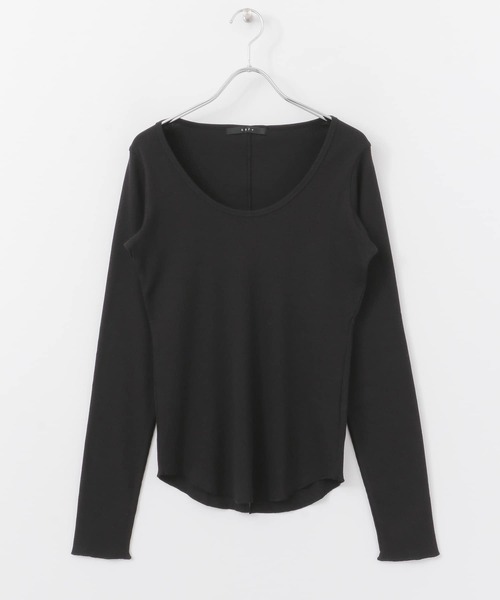 KBF+（ケービーエフプラス）の「KBF+　バックスリットリブインナー∴（Tシャツ/カットソー・レディース・ブラック/オフホワイト/キャメル・ONE）」の8枚目の写真