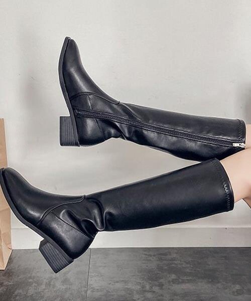 La-gemme（ラジェム）の「スクエアトゥロングブーツ（ブーツ・レディース・ホワイト/キャメル/ブラック・35/38/40/36/37/39）」の4枚目の写真