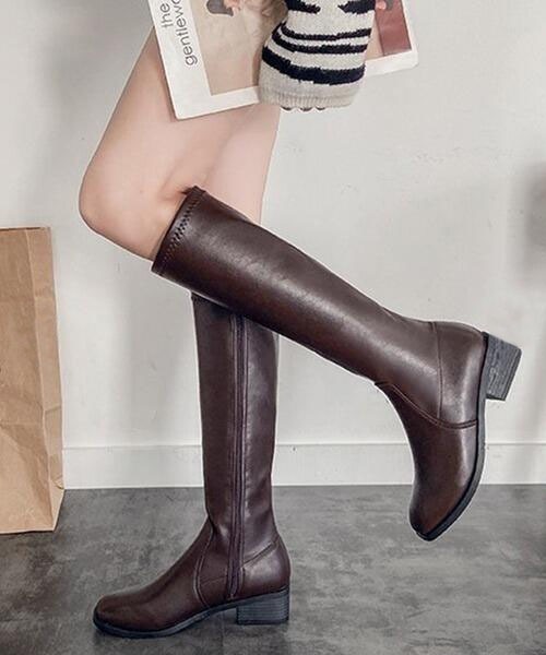 La-gemme（ラジェム）の「スクエアトゥロングブーツ（ブーツ・レディース・ホワイト/キャメル/ブラック・35/38/40/36/37/39）」の5枚目の写真