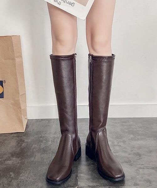 La-gemme（ラジェム）の「スクエアトゥロングブーツ（ブーツ・レディース・ホワイト/キャメル/ブラック・35/38/40/36/37/39）」の6枚目の写真