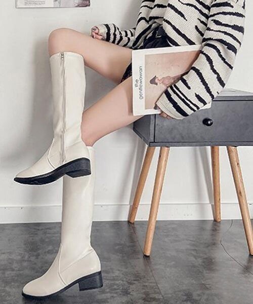 La-gemme（ラジェム）の「スクエアトゥロングブーツ（ブーツ・レディース・ホワイト/キャメル/ブラック・35/38/40/36/37/39）」の8枚目の写真