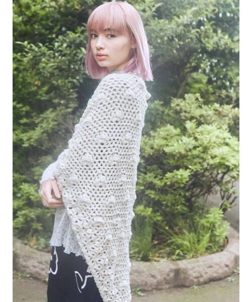 merry jenny（メリージェニー）の「クロシェニットショール（ストール/ショール・レディース・ホワイト/ブラウン・FREE）」の14枚目の写真