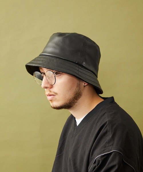 CPH（シーピーエイチ）の「【CPH / シープラスヘッドウェア】Synthetic Leather Bucket Hat(シンセティックレザー バケットハット)（ハット・メンズ・ブラック・FREE）」の5枚目の写真