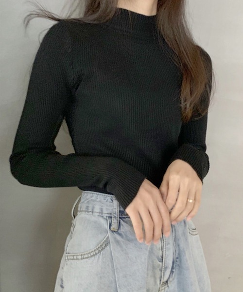 Felt-Maglietta（フェルトマリエッタ）の「ミニハイネックニット（ニット/セーター・レディース・ホワイト/ブラック・FREE）」の4枚目の写真