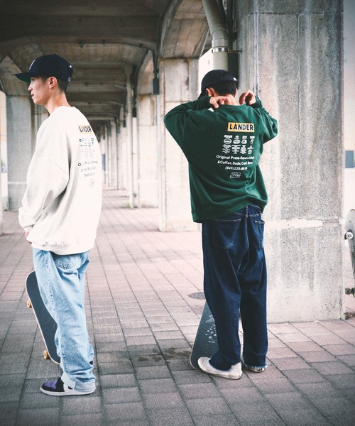 FREAK'S STORE（フリークスストア）の「WEB限定 LANDER×FREAK'S STORE/ランダー 別注 ビッグシルエット バックプリント クルーネックスウェット/刺繍（スウェット・メンズ・グレー/ダークグリーン・SMALL/MEDIUM/LARGE/X-LARGE）」の19枚目の写真