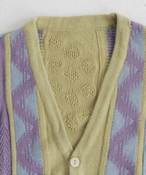 antiqua（アンティカ）の「配色ジャガードニットカーデ（カーディガン/ボレロ・メンズ・カーキ・FREE）」の18枚目の写真