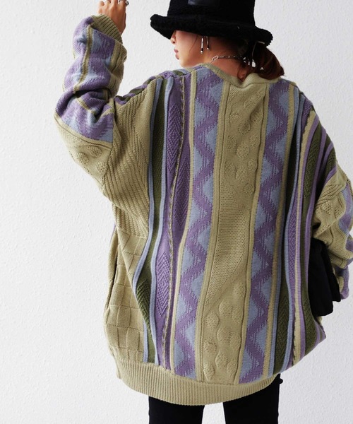 antiqua（アンティカ）の「配色ジャガードニットカーデ（カーディガン/ボレロ・メンズ・カーキ・FREE）」の9枚目の写真