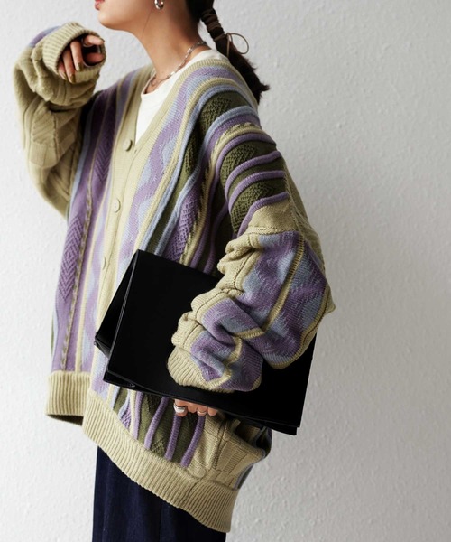 antiqua（アンティカ）の「配色ジャガードニットカーデ（カーディガン/ボレロ・メンズ・カーキ・FREE）」の8枚目の写真