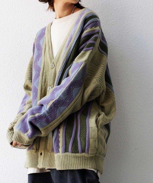 antiqua（アンティカ）の「配色ジャガードニットカーデ（カーディガン/ボレロ・メンズ・カーキ・FREE）」の21枚目の写真