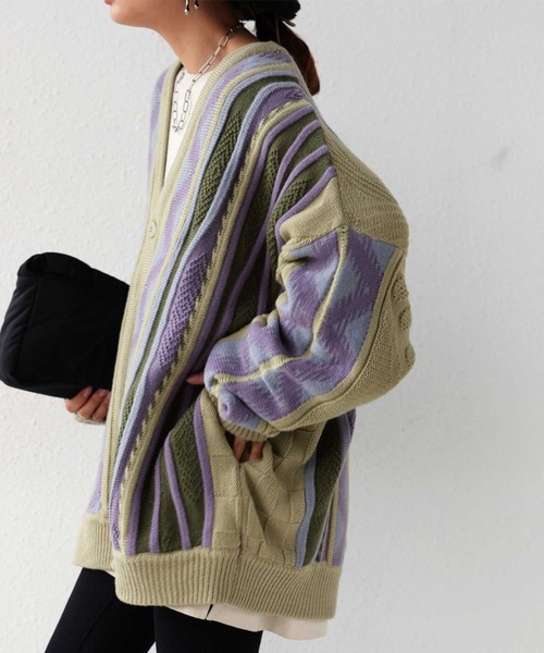 antiqua（アンティカ）の「配色ジャガードニットカーデ（カーディガン/ボレロ・メンズ・カーキ・FREE）」の20枚目の写真