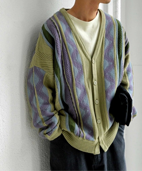 antiqua（アンティカ）の「配色ジャガードニットカーデ（カーディガン/ボレロ・メンズ・カーキ・FREE）」の15枚目の写真