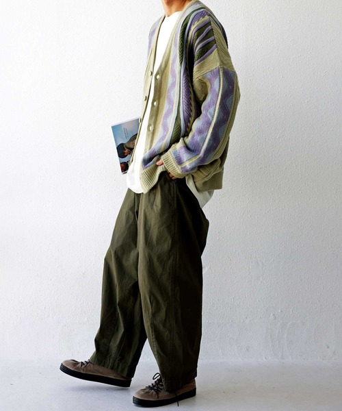 antiqua（アンティカ）の「配色ジャガードニットカーデ（カーディガン/ボレロ・メンズ・カーキ・FREE）」の12枚目の写真