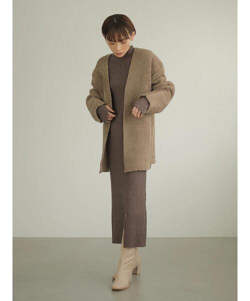 rem closet（レムクローゼット）の「ダブルフェイスニットコート（その他アウター・レディース・チャコールグレー/モカ・S）」の8枚目の写真