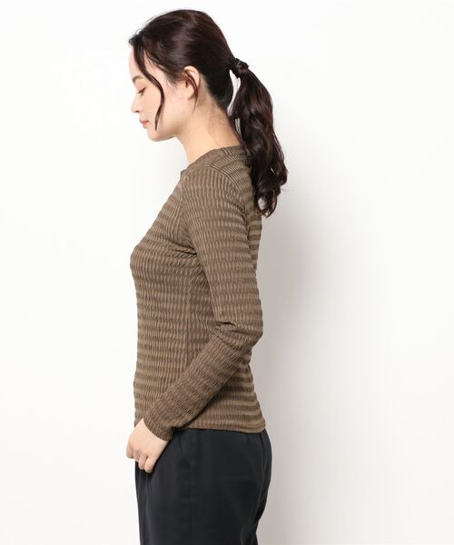 ECRIRE（エクリール）の「ボーダージャガードシアーインナー（Tシャツ/カットソー・レディース・ブラウン/アイボリー・M）」の10枚目の写真