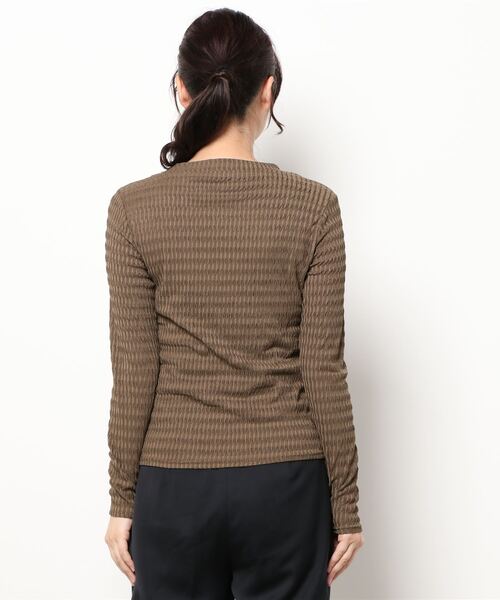 ECRIRE（エクリール）の「ボーダージャガードシアーインナー（Tシャツ/カットソー・レディース・ブラウン/アイボリー・M）」の8枚目の写真