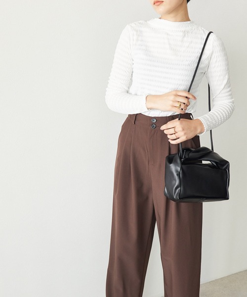 ECRIRE（エクリール）の「ボーダージャガードシアーインナー（Tシャツ/カットソー・レディース・ブラウン/アイボリー・M）」の7枚目の写真