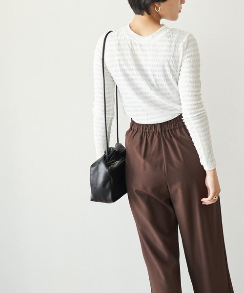 ECRIRE（エクリール）の「ボーダージャガードシアーインナー（Tシャツ/カットソー・レディース・ブラウン/アイボリー・M）」の5枚目の写真