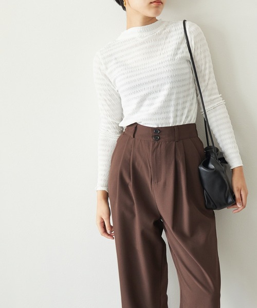 ECRIRE（エクリール）の「ボーダージャガードシアーインナー（Tシャツ/カットソー・レディース・ブラウン/アイボリー・M）」の13枚目の写真