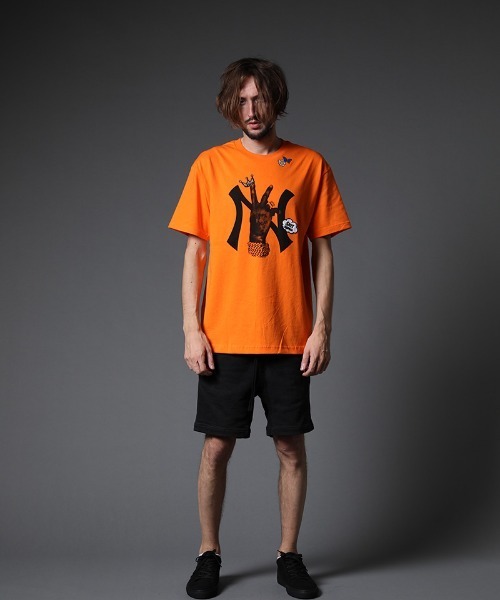 STUD MUFFIN（スタッドマフィン）の「mt7529-6ozコットン天竺 NY&サガラパッチ SS Tシャツ（Tシャツ/カットソー・メンズ・ホワイト/ブラック/ミント/イエロー/オレンジ・2/4/3）」の7枚目の写真