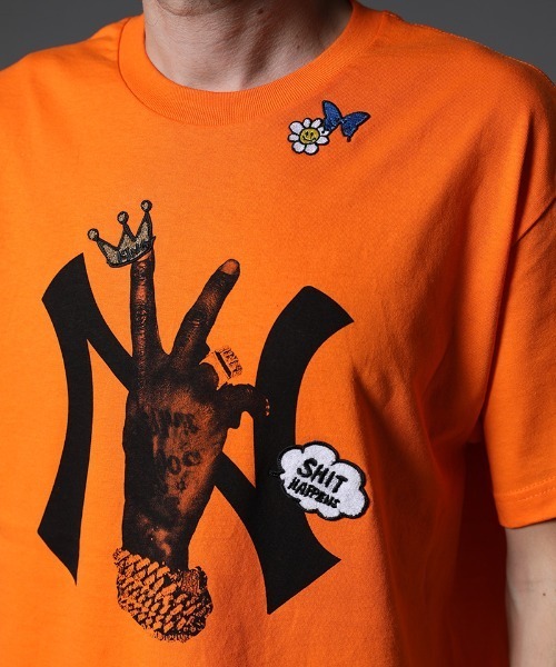 STUD MUFFIN（スタッドマフィン）の「mt7529-6ozコットン天竺 NY&サガラパッチ SS Tシャツ（Tシャツ/カットソー・メンズ・ホワイト/ブラック/ミント/イエロー/オレンジ・2/4/3）」の10枚目の写真