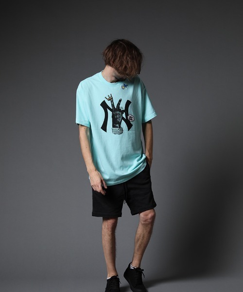 STUD MUFFIN（スタッドマフィン）の「mt7529-6ozコットン天竺 NY&サガラパッチ SS Tシャツ（Tシャツ/カットソー・メンズ・ホワイト/ブラック/ミント/イエロー/オレンジ・2/4/3）」の11枚目の写真