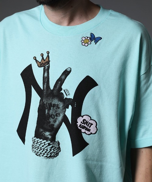 STUD MUFFIN（スタッドマフィン）の「mt7529-6ozコットン天竺 NY&サガラパッチ SS Tシャツ（Tシャツ/カットソー・メンズ・ホワイト/ブラック/ミント/イエロー/オレンジ・2/4/3）」の15枚目の写真
