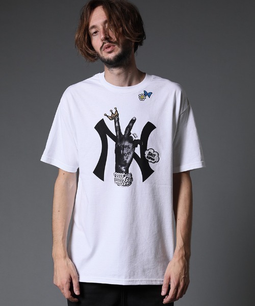 STUD MUFFIN（スタッドマフィン）の「mt7529-6ozコットン天竺 NY&サガラパッチ SS Tシャツ（Tシャツ/カットソー・メンズ・ホワイト/ブラック/ミント/イエロー/オレンジ・2/4/3）」の16枚目の写真