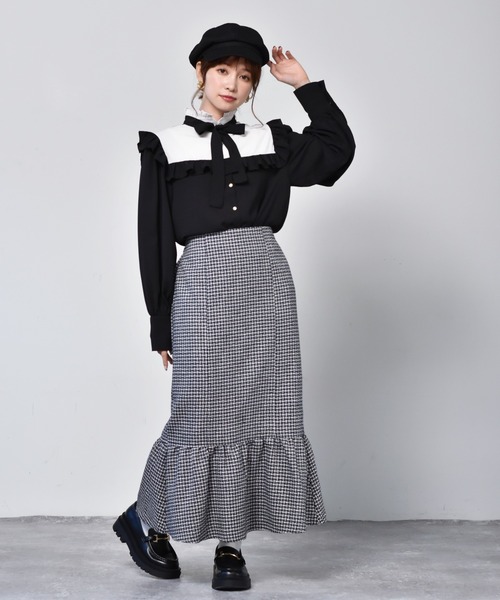 ems excite（エムズエキサイト）の「ツイードマーメイドスカート（スカート・レディース・ブラウン/ベージュ/ブラック・FREE）」の7枚目の写真