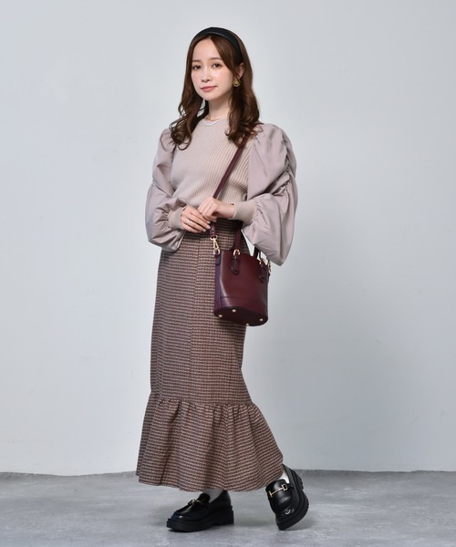 ems excite（エムズエキサイト）の「ツイードマーメイドスカート（スカート・レディース・ブラウン/ベージュ/ブラック・FREE）」の8枚目の写真