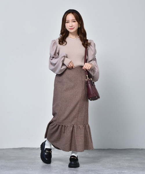 ems excite（エムズエキサイト）の「ツイードマーメイドスカート（スカート・レディース・ブラウン/ベージュ/ブラック・FREE）」の9枚目の写真