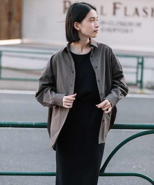 Munich（ミューニック）の「ドライタッチコットンタイプライターシャツアウター（シャツ/ブラウス・レディース・ホワイト/ダークブラウン/ライトグリーン・FREE）」の3枚目の写真