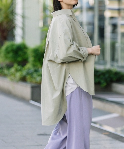 Munich（ミューニック）の「ドライタッチコットンタイプライターシャツアウター（シャツ/ブラウス・レディース・ホワイト/ダークブラウン/ライトグリーン・FREE）」の12枚目の写真