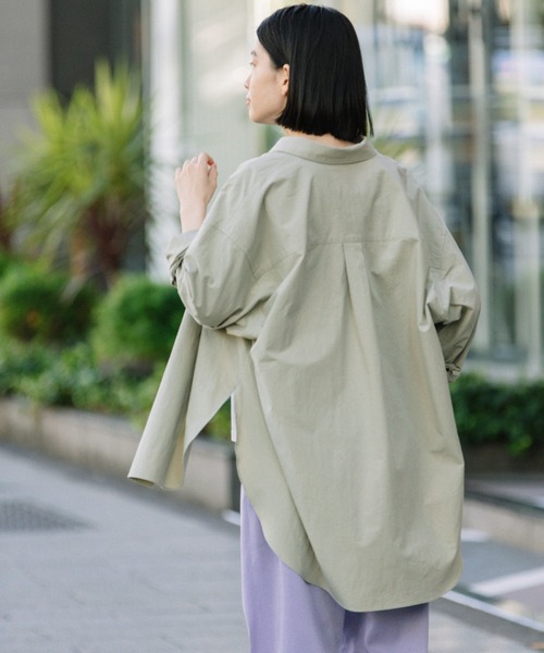 Munich（ミューニック）の「ドライタッチコットンタイプライターシャツアウター（シャツ/ブラウス・レディース・ホワイト/ダークブラウン/ライトグリーン・FREE）」の8枚目の写真