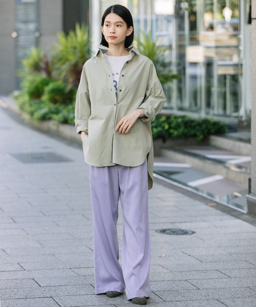 Munich（ミューニック）の「ドライタッチコットンタイプライターシャツアウター（シャツ/ブラウス・レディース・ホワイト/ダークブラウン/ライトグリーン・FREE）」の4枚目の写真