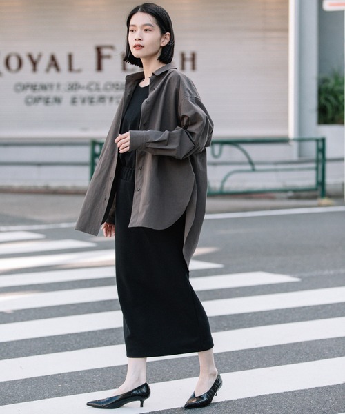 Munich（ミューニック）の「ドライタッチコットンタイプライターシャツアウター（シャツ/ブラウス・レディース・ホワイト/ダークブラウン/ライトグリーン・FREE）」の5枚目の写真