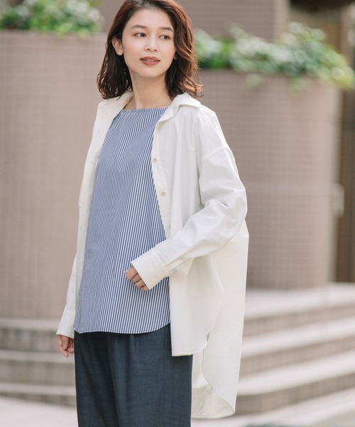 Munich（ミューニック）の「ドライタッチコットンタイプライターシャツアウター（シャツ/ブラウス・レディース・ホワイト/ダークブラウン/ライトグリーン・FREE）」の15枚目の写真