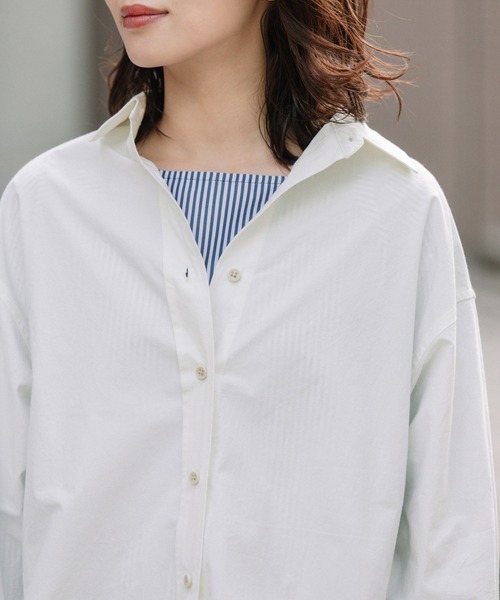 Munich（ミューニック）の「ドライタッチコットンタイプライターシャツアウター（シャツ/ブラウス・レディース・ホワイト/ダークブラウン/ライトグリーン・FREE）」の7枚目の写真