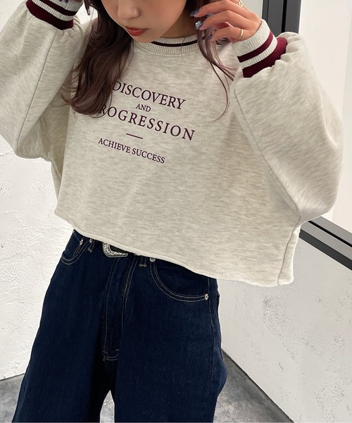 apres jour mignon(アプレジュールミニョン)の「ライン入りショートスウェット【ZOZOTOWN限定アイテム】(スウェット・レディース・グリーン/ブラック/オフホワイト/ナチュラル・X-LARGE/フリー)」の18枚目の写真