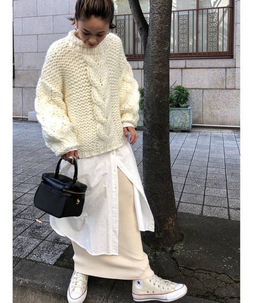 ulu（ウル）の「Original handmade knit（ニット/セーター・レディース・ホワイト/ブラック・FREE）」の14枚目の写真