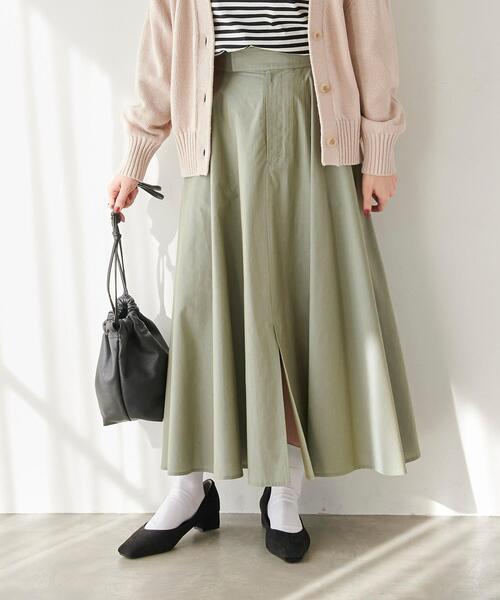 green label relaxing（グリーンレーベルリラクシング）の「【WEB限定】［XS/H148-155㎝］タイプライター フレア スカート（スカート・レディース・レッド/オリーブ/ダークグレー・XS）」の4枚目の写真