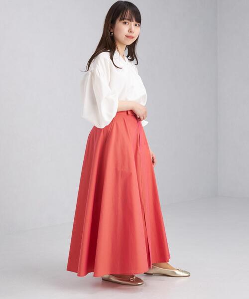 green label relaxing（グリーンレーベルリラクシング）の「【WEB限定】［XS/H148-155㎝］タイプライター フレア スカート（スカート・レディース・レッド/オリーブ/ダークグレー・XS）」の12枚目の写真