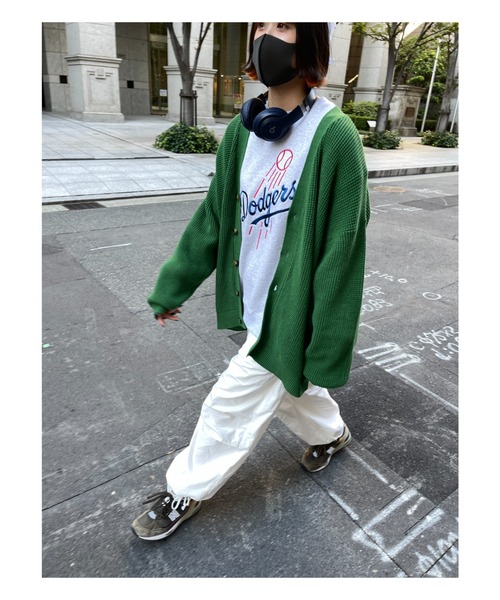 CPCM（シーピーシーエム）の「ワッフル編みカーディガン（カーディガン/ボレロ・メンズ・グレー/サックスブルー/グリーン/マスタード・FREE）」の7枚目の写真