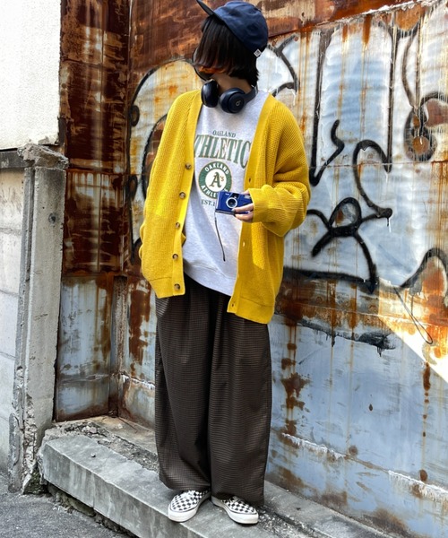 CPCM（シーピーシーエム）の「ワッフル編みカーディガン（カーディガン/ボレロ・メンズ・グレー/サックスブルー/グリーン/マスタード・FREE）」の18枚目の写真