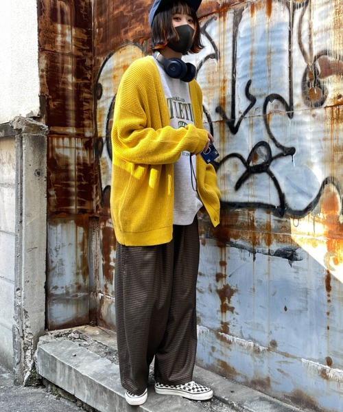 CPCM（シーピーシーエム）の「ワッフル編みカーディガン（カーディガン/ボレロ・メンズ・グレー/サックスブルー/グリーン/マスタード・FREE）」の11枚目の写真